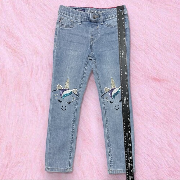 Girls Size 6 Skinny Jeans Bundle - Vigoss Sequins Unicorn & Cat & Jack Dark Wash - Picture 4 of 13